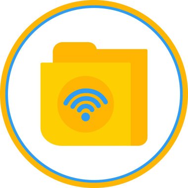 Wifi Düz Çember Vektör Simgesi Tasarımı