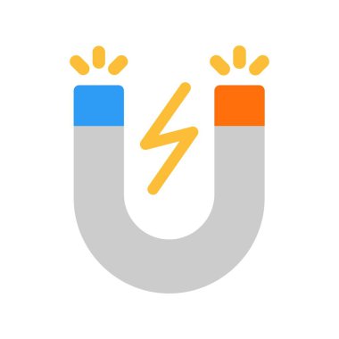 Mıknatıs Düz Vektör Simgesi Tasarımı