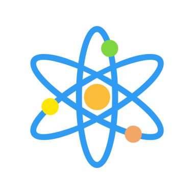 Atom Düz Vektör Simgesi Tasarımı