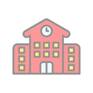 Okul Binası Işık Vektörü Simgesi Tasarımı