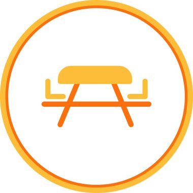 Piknik Tablosu Düz Çember Vektör Simgesi Tasarımı