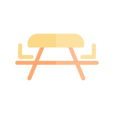 Piknik Tablosu Düz Işık Vektörü Simgesi Tasarımı