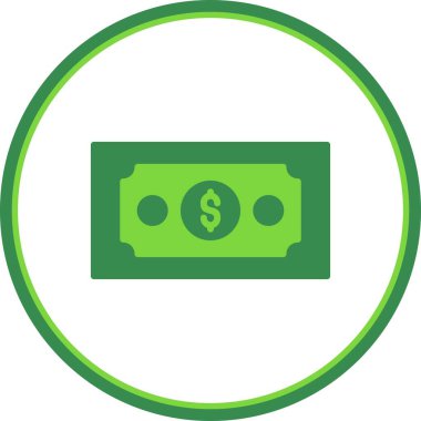 Dolar Notu Düz Çember Vektör Simgesi Tasarımı