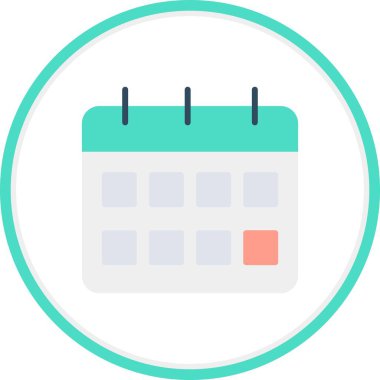 Takvim Düz Çember Vektör Simgesi Tasarımı