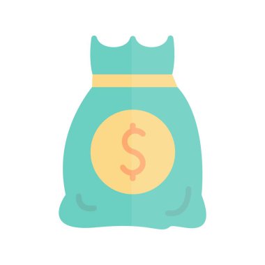 Para Torbası Düz Işık Vektörü Simgesi Tasarımı