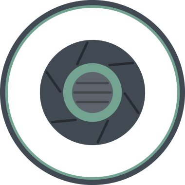 Kamera Mercek Düz Çember Vektör Simgesi Tasarımı