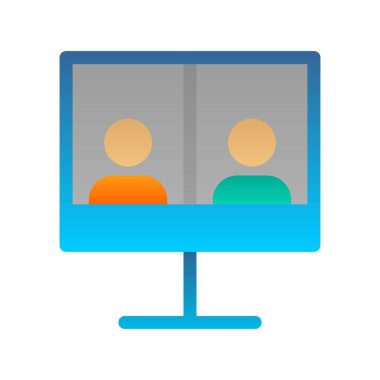 Çevrimiçi Buluşma Düz Gradyan Vektör Simgesi Tasarımı