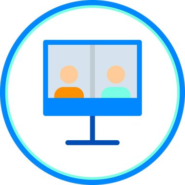 Çevrimiçi Buluşma Düz Çember Vektör Simgesi Tasarımı