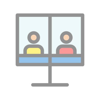 Çevrimiçi Buluşma Dolu Işık Vektörü Simgesi Tasarımı