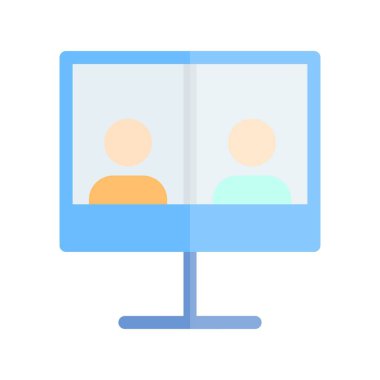 Çevrimiçi Buluşma Düz Işık Vektörü Simgesi Tasarımı