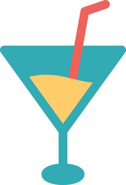 Kokteyl Düz Vektör Simgesi Tasarımı