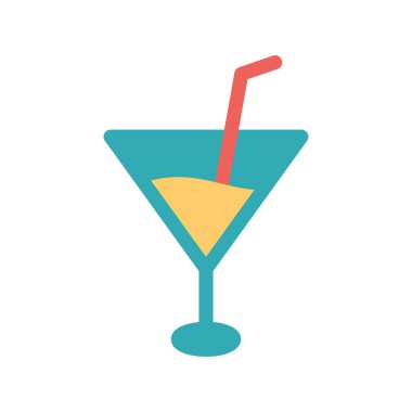Kokteyl Düz Gradyan Vektör Simgesi Tasarımı