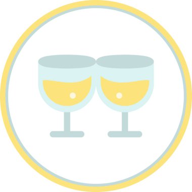 Şarap Cam Düz Çember Vektör Simgesi Tasarımı