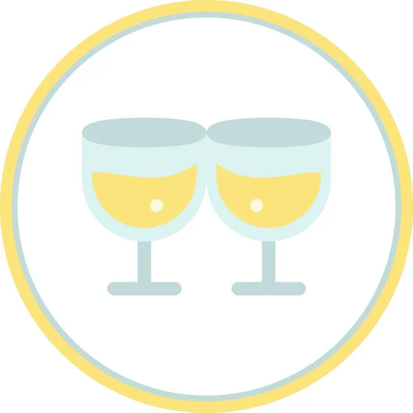 Bicchiere Vino Piatto Cerchio Vettoriale Icona Desig — Vettoriale Stock