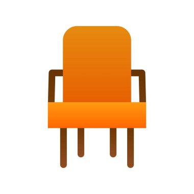 Sandalye Düz Gradyan Vektör Simgesi Tasarımı