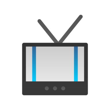 Televizyon Düz Gradyan Vektör Simgesi Tasarımı