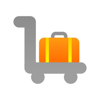 Bagaj Arabası Düz Gradyan Vektör Simgesi Tasarımı