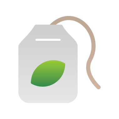 Yeşil Çay Torbası Düz Gradyan Vektör Simgesi Tasarımı