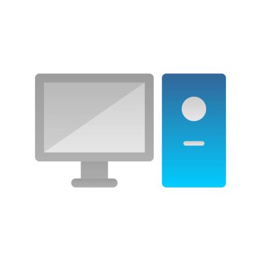 Çalışma İstasyonu Düz Gradyan Vektör Simgesi Tasarımı