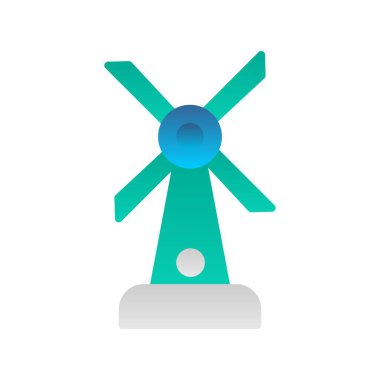 Türbin Düz Gradyan Vektör Simgesi Tasarımı