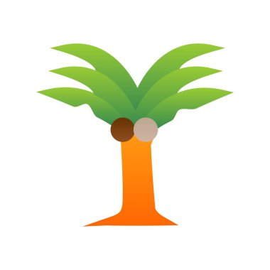 Palmiye Ağacı Düz Gradyan Vektör Simgesi Tasarımı