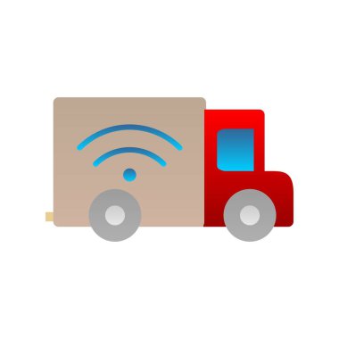 Teslimat Aracı Düz Gradyan Vektör Simgesi Tasarımı