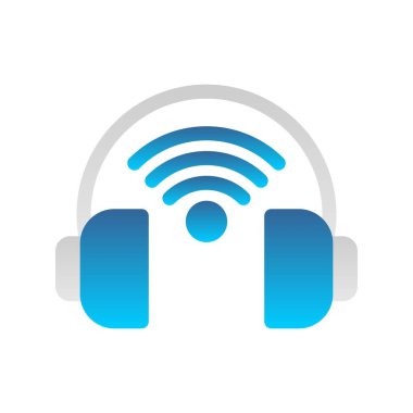  Kulaklıklar Düz Gradyan Vektör Simgesi Tasarımı