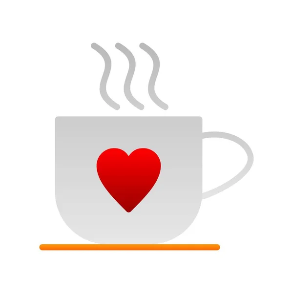 Love Coffee Cup Lapos Gradiens Vektor Ikon Desig — Stock Vector