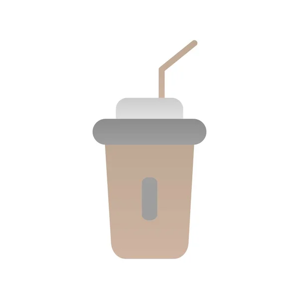 Tea Cup Straw Flat Gradient Vector Icon Desig — Stock Vector