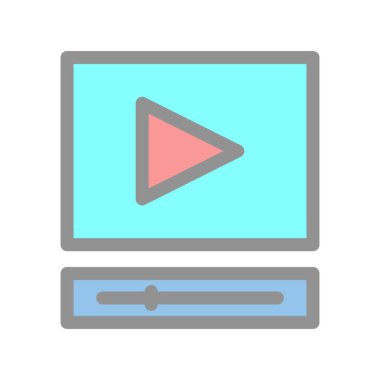 Video Oyuncu Glyph Vektör Simgesi Tasarımı