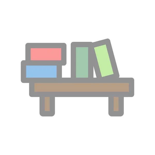 Bookshelf Line Filled Light Vector Icon Desig — Stock Vector