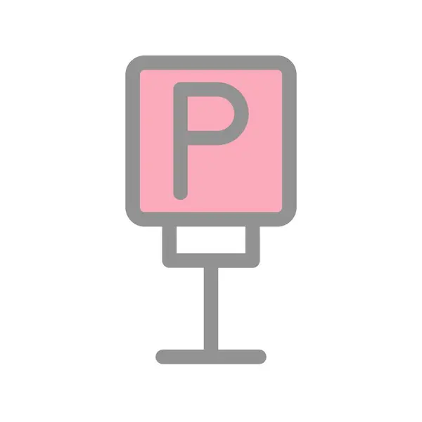 Parking Sign Line Gevuld Licht Vector Icon Desig — Stockvector