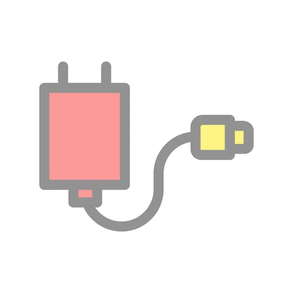 Charging Line Filled Light Vector Icon Desig — Stock Vector