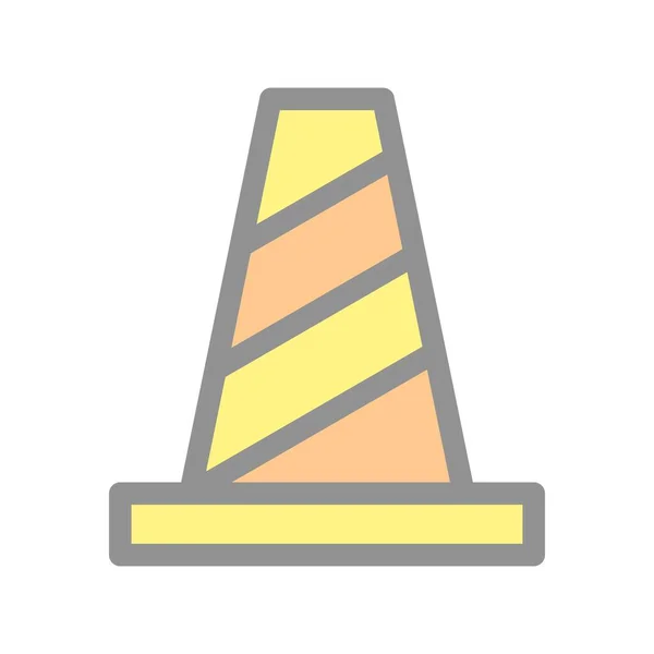 Traffic Cone Line Filled Light Vector Icon Design — Stock Vector