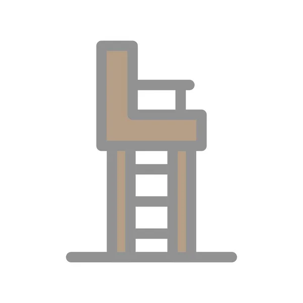 Lifeguard Chair Line Filled Light Vector Icon Design — 스톡 벡터