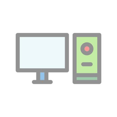 Çalışma İstasyonu Dolu Işık Vektörü Simgesi Tasarımı