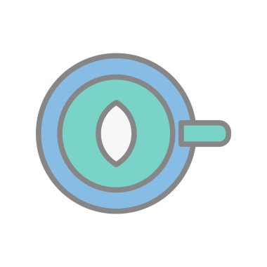 Yaprak Tasarımı Kahve Fincanı Hafif Vektör Simgesi Tasarımı