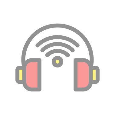 Kulaklık Doldurulmuş Işık Vektörü Simgesi Tasarımı