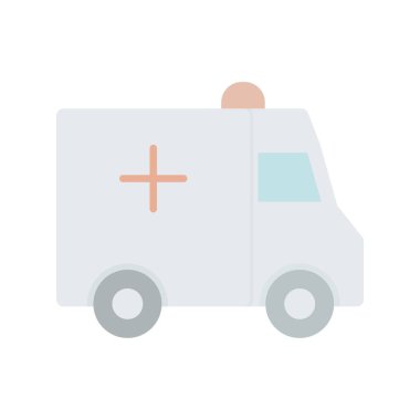 Ambulans Düz Işık Vektör Simgesi Tasarımı