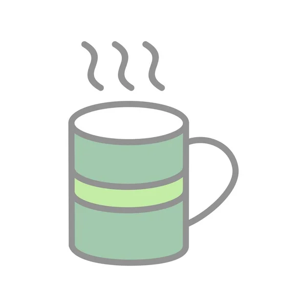 Einfaches Teetassen Gefülltes Licht Vector Icon Design — Stockvektor