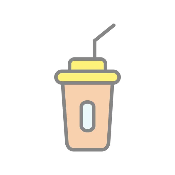 Tea Cup Straw Filled Light Vector Icon Design — Stock Vector