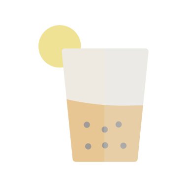 Süt Çayı Düz Işık Vektörü Simgesi Tasarımı