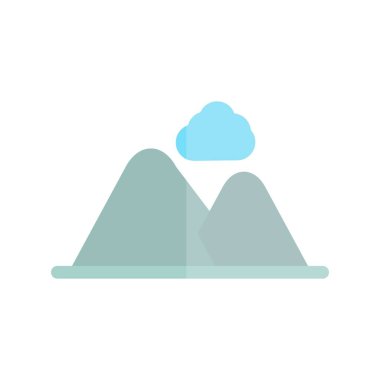 Peyzaj Düz Işık Vektörü Simgesi Tasarımı