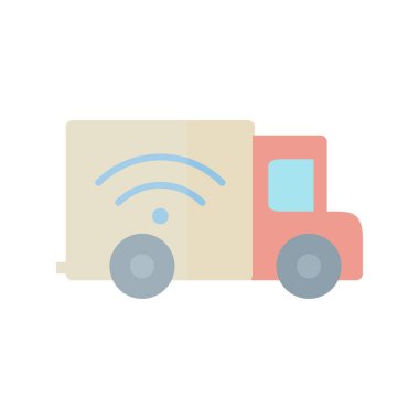 Teslimat Aracı Düz Işık Vektörü Simgesi Tasarımı