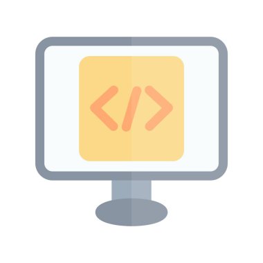 Kodlama Düz Işık Vektörü Simgesi Tasarımı