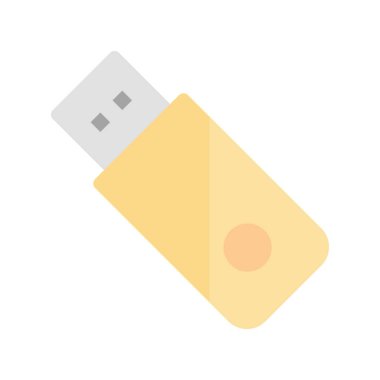 Usb Sürücüsü Düz Işık Vektörü Simgesi Tasarımı