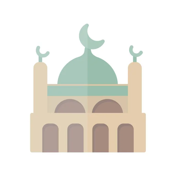 Mosque Flat Light Vector Icon Desig — Stock Vector