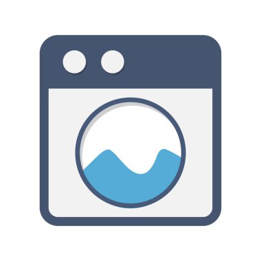 Çamaşır Makinesi Düz Vektör Simgesi Tasarımı