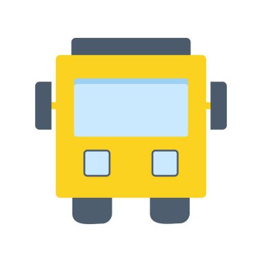 Okul Otobüsü Düz Vektör Simgesi Tasarımı