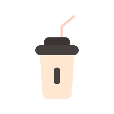 Saman Düz Vektör Simgesi Tasarımı ile Çay Fincanı